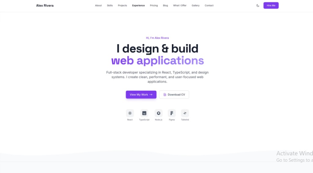 Portfolio website preview