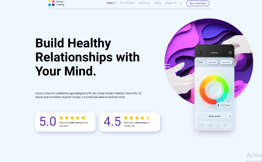 Mind App website preview